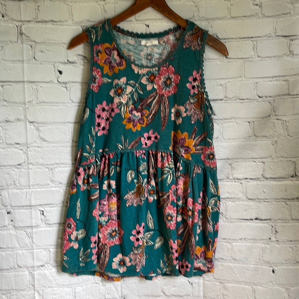 Maurices Teal Floral Sleeveless Top